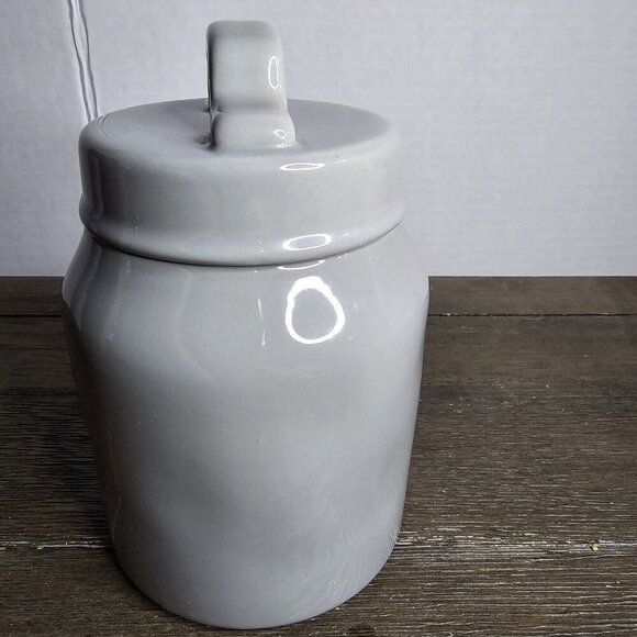 NWT Rae Dunn Artisan Tea Baby Canister Grey Black Lettering Farmhouse Basics - Picture 3 of 13